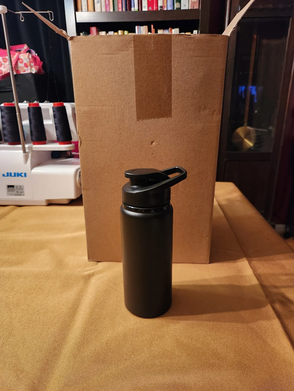 Black Travel Water Bottle with Flip Top Lid - Brand Unspecified